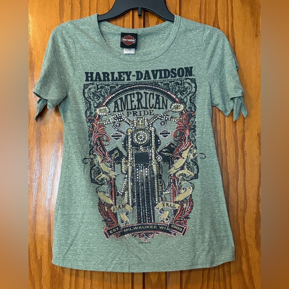 Short Sleeve Harley Davidson Bling Shirt size Small